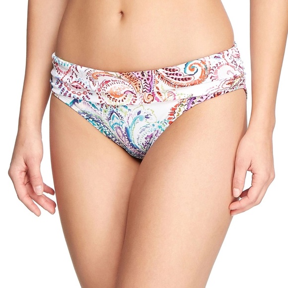 LAUREN Ralph Lauren White Captiva Multi-color Paisley Hipster Bikini Bottoms - Picture 1 of 6